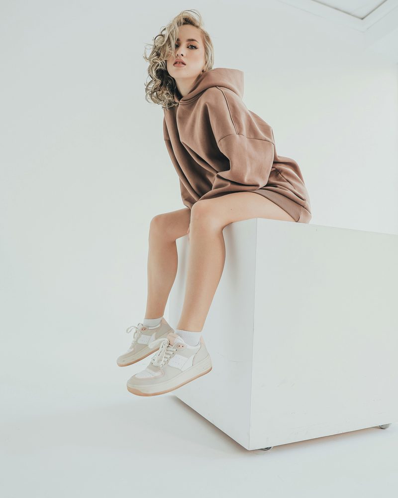 Cream and white sneaker dupes in editorial style
